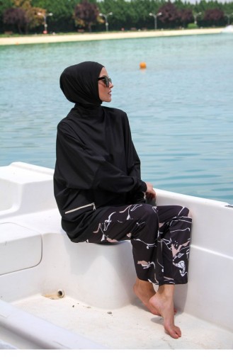Schwarz Hijab Badeanzug 2623