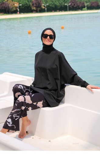 Schwarz Hijab Badeanzug 2623