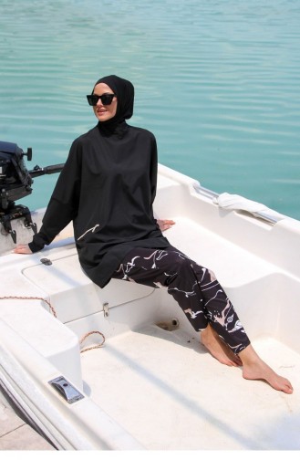Schwarz Hijab Badeanzug 2623