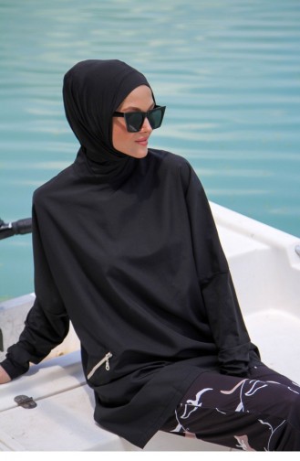 Schwarz Hijab Badeanzug 2623