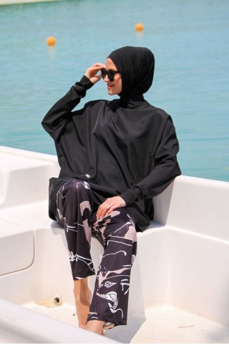 Schwarz Hijab Badeanzug 2623