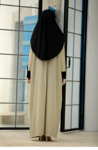 Çantalı Pratik Namaz Elbisesi N2307 Vizon