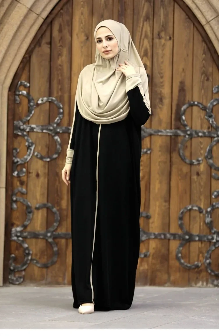 Çantalı Pratik Namaz Elbisesi N2308 Siyah
