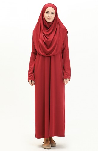 Tek Parça Namaz Elbisesi 1712-01 Bordo