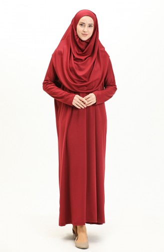 فستان الصلاة قطعة واحدة 1712-01 أحمر غامق 1712-01