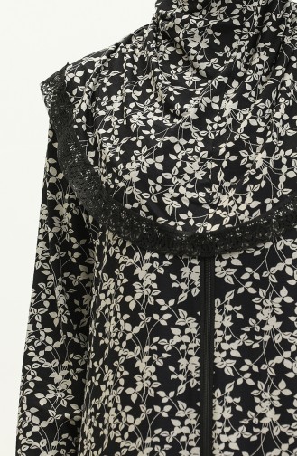 Zippered Printed Prayer Dress 4487J-01  Black 4487J-01