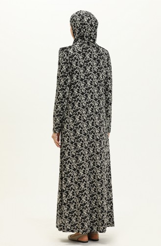 Zippered Printed Prayer Dress 4487J-01  Black 4487J-01