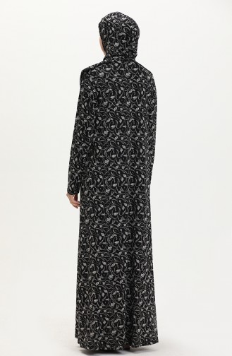 Zippered Printed Prayer Dress 4487K-01 Black 4487K-01