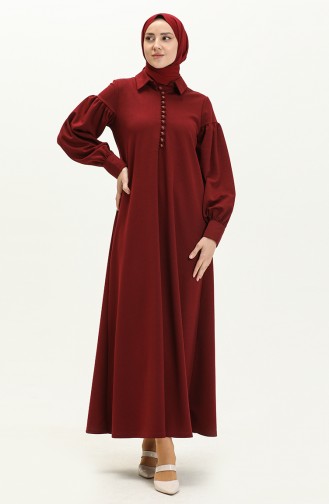 Claret Red Hijab Dress 11m02-04