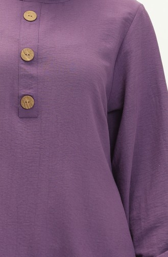 Elastic Sleeve Button Detailed Tunic 1841-04 Purple 1841-04