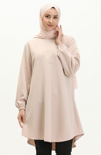 Hidden Placket Plain Tunic 1848-11 Dark Beige 1848-11