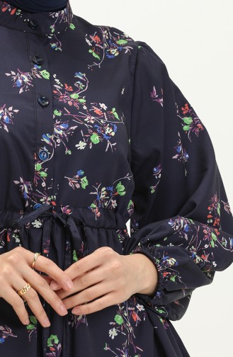 تونيك منقوش مطاط الخصر 24Y8878-01  كحلي 24Y8878-01