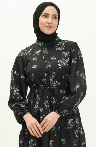 Shirred Waist Printed Tunic 24Y8878-02 Black 24Y8878-02