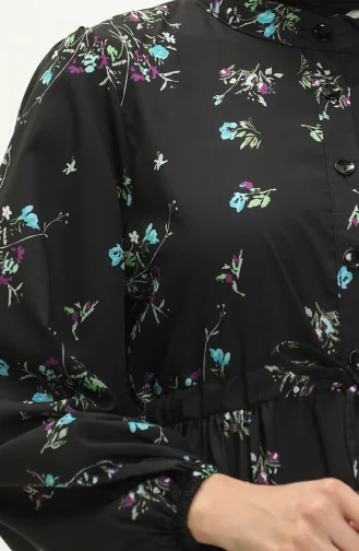 Shirred Waist Printed Tunic 24Y8878-02 Black 24Y8878-02