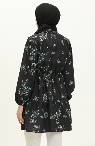 Shirred Waist Printed Tunic 24Y8878-02 Black 24Y8878-02