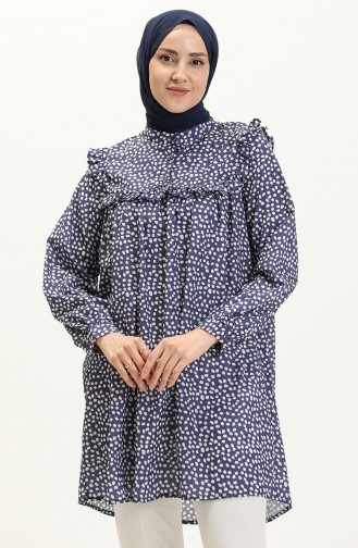 Polka Dot Ruffled Tunic 24Y8879-03 Dark Blue 24Y8879-03