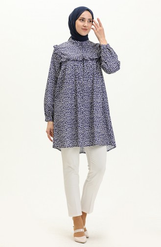 Polka Dot Ruffled Tunic 24Y8879-03 Dark Blue 24Y8879-03