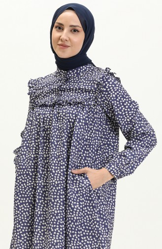Polka Dot Ruffled Tunic 24Y8879-03 Dark Blue 24Y8879-03