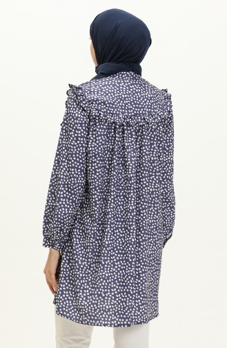 Polka Dot Ruffled Tunic 24Y8879-03 Dark Blue 24Y8879-03