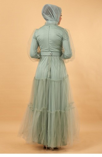 Belted Tulle Evening Dress Mint 12217 14204