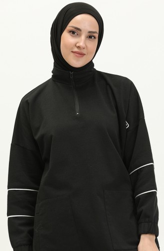 Piping Zippered Tracksuit Set 99254-01 Black 99254-01