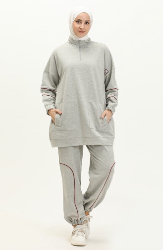 Piping Zippered Tracksuit Set 99254-03 Gray 99254-03