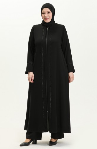 Abaya en Pierre de Grande Taille 5051-01 Noir 5051-01