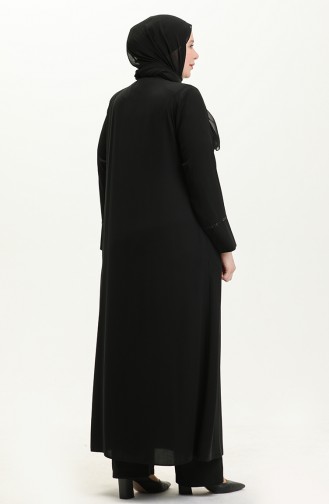 Abaya en Pierre de Grande Taille 5051-01 Noir 5051-01