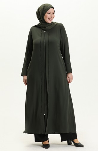 Plus Size Front with Stone Abaya 5051-03 Khaki 5051-03