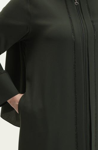 Abaya en Pierre Grande Taille 5050-03 Khaki 5050-03