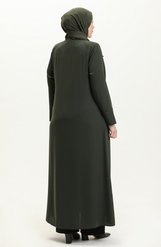 Plus Size Front with Stone Abaya 5051-03 Khaki 5051-03