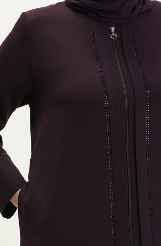 Abaya en Pierre Grande Taille 5050-04 Plum 5050-04