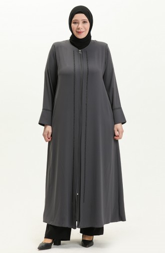 Abaya en Pierre Grande Taille 5050-05 Gris 5050-05