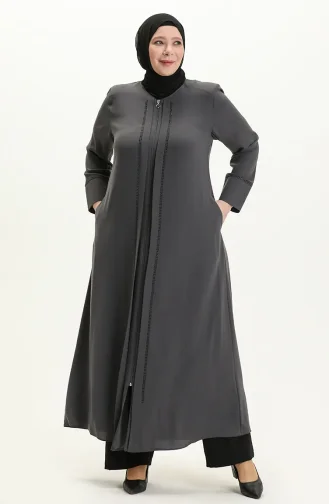 عباية بطعة حجر مقاس كبير 5050-05 رمادي 5050-05