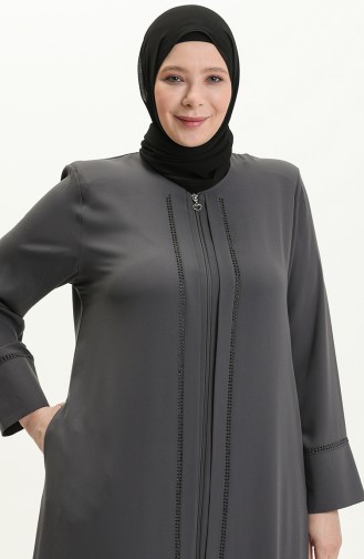 Abaya en Pierre de Grande Taille 5051-05 Gris 5051-05