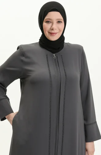 عباية بطعة حجر مقاس كبير 5050-05 رمادي 5050-05
