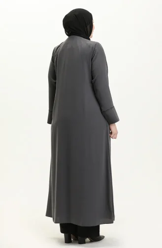 عباية بطعة حجر مقاس كبير 5050-05 رمادي 5050-05