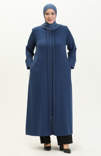 Abaya en Pierre de Grande Taille 5050-06 İndigo 5050-06