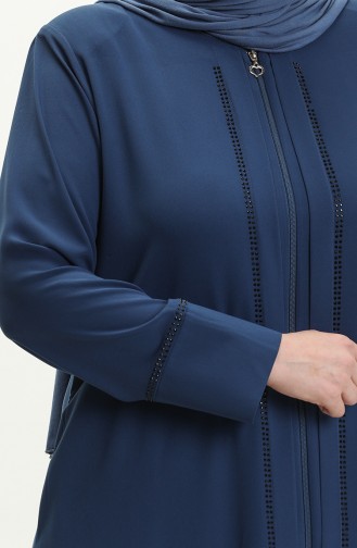 Abaya en Pierre de Grande Taille 5050-06 İndigo 5050-06