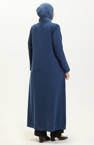 Übergröße Abaya mit Steinen vorne 5051-06 Indigo 5051-06