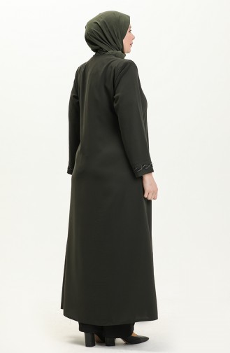 Übergröße Stein Bedruckte Abaya 5052-03 Khaki 5052-03