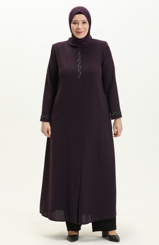 Übergröße Stein gedruckt Abaya 5052-04 Lila 5052-04