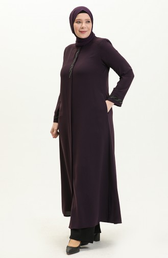 Abaya Imprimé Pierre Grande Taille 5052-04 Plum 5052-04