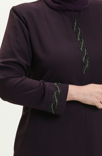 Übergröße Stein gedruckt Abaya 5052-04 Lila 5052-04