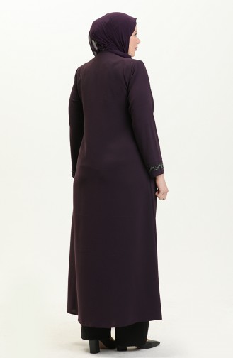 Abaya Imprimé Pierre Grande Taille 5052-04 Plum 5052-04