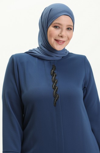 Übergröße Stein gedruckt Abaya 5052-05 Indigo 5052-05