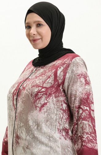 Plus Size Cotton Zippered Prayer Abaya 00012-01 Pink 00012-01