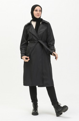 Trench-coat à Ceinture 1108-01 Noir 1108-01