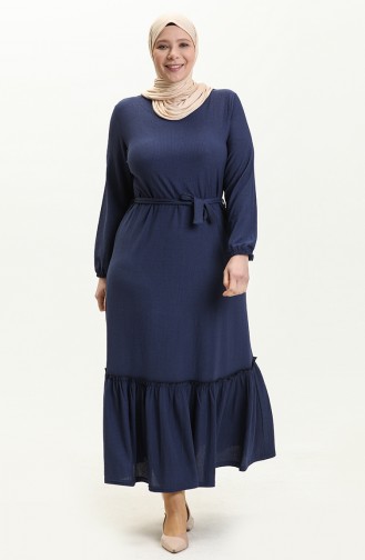 Plus Size Dress 4581-02 Navy Blue 4581-02