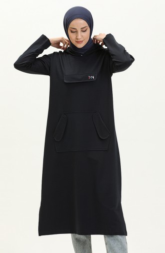 Hooded Long Sport Tunic 99258-01 Navy Blue 99258-01